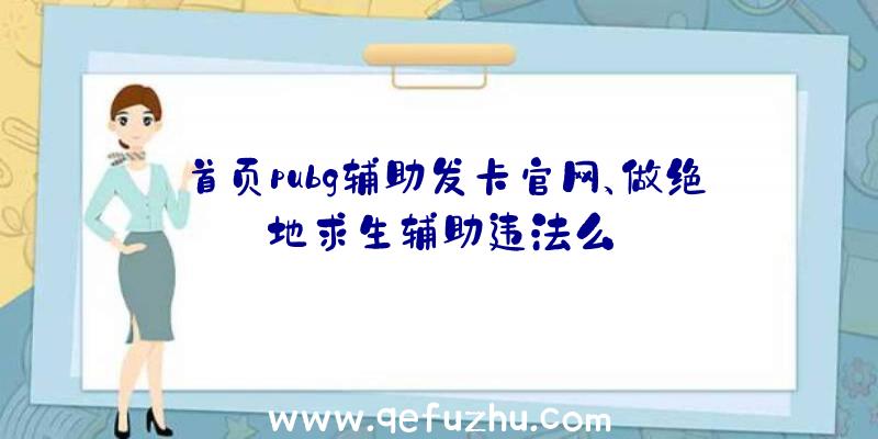 首页pubg辅助发卡官网、做绝地求生辅助违法么