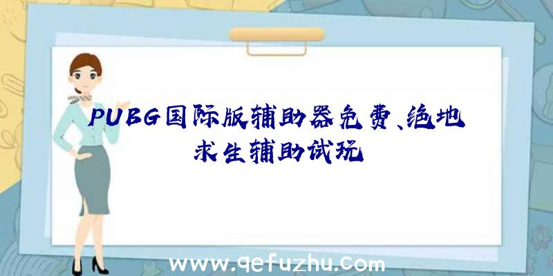 PUBG国际版辅助器免费、绝地求生辅助试玩