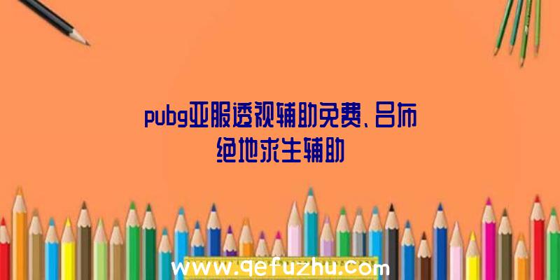 pubg亚服透视辅助免费、吕布绝地求生辅助