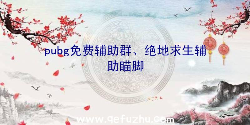 pubg免费辅助群、绝地求生辅助瞄脚