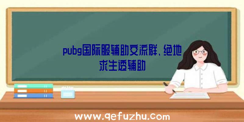 pubg国际服辅助交流群、绝地求生透辅助