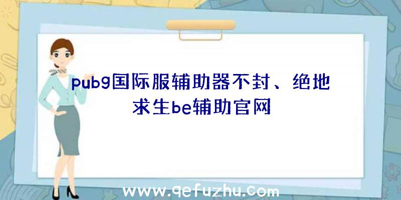 pubg国际服辅助器不封、绝地求生be辅助官网