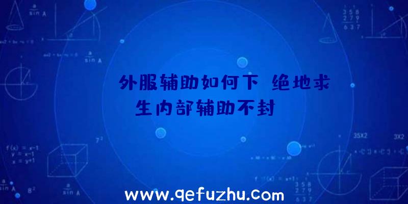 pubg外服辅助如何下、绝地求生内部辅助不封