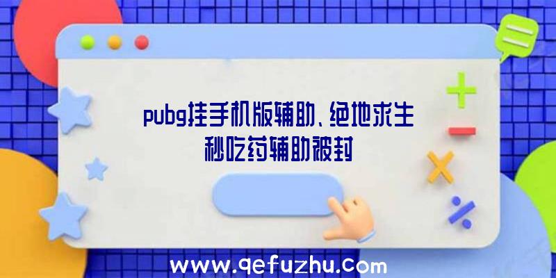 pubg挂手机版辅助、绝地求生秒吃药辅助被封