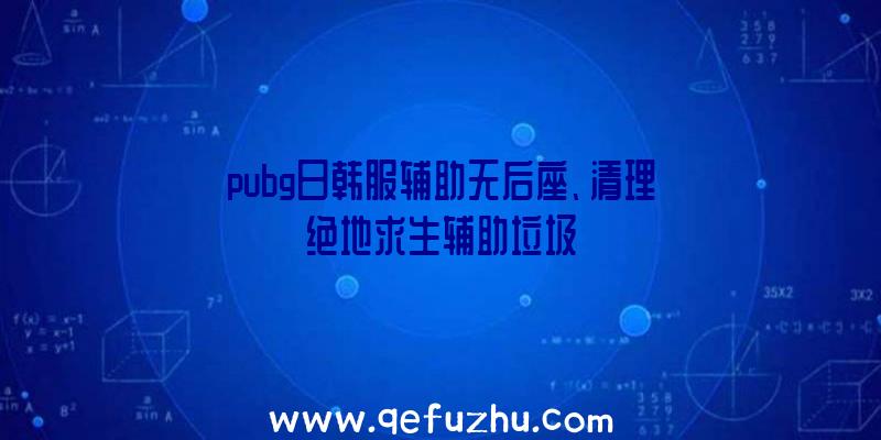 pubg日韩服辅助无后座、清理绝地求生辅助垃圾