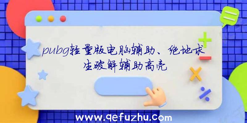 pubg轻量版电脑辅助、绝地求生破解辅助高亮