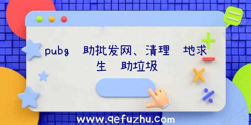 pubg辅助批发网、清理绝地求生辅助垃圾