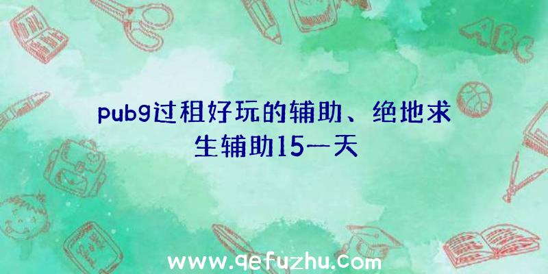 pubg过租好玩的辅助、绝地求生辅助15一天