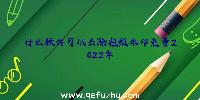 什么软件可以去除视频水印免费2022年