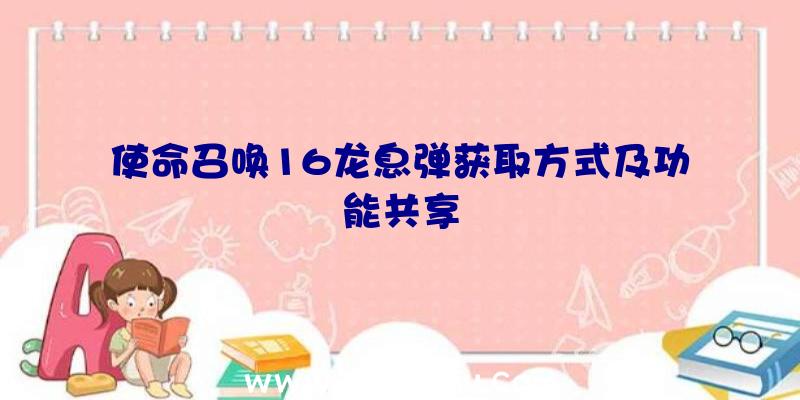 使命召唤16龙息弹获取方式及功能共享