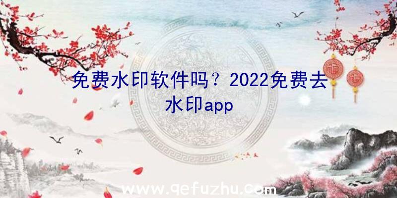 免费水印软件吗？2022免费去水印app