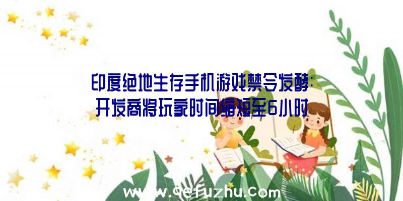 印度绝地生存手机游戏禁令发酵:开发商将玩家时间缩短至6小时