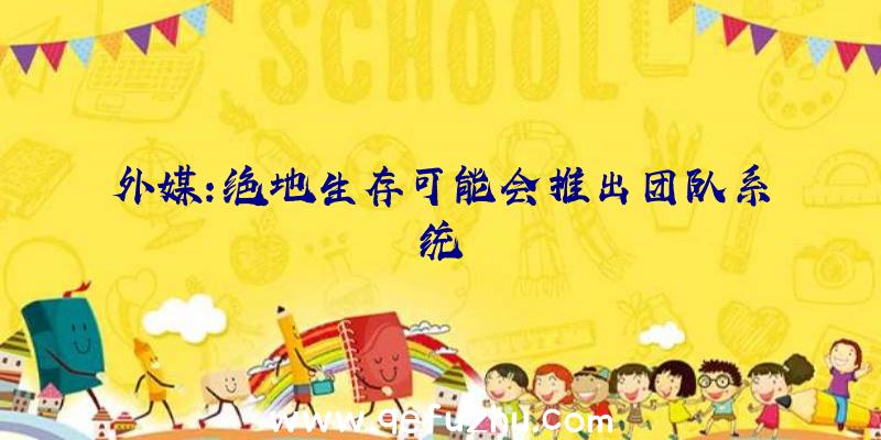 外媒:绝地生存可能会推出团队系统