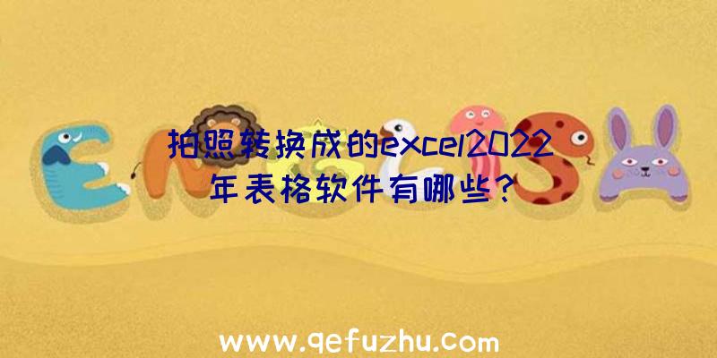 拍照转换成的excel2022年表格软件有哪些？