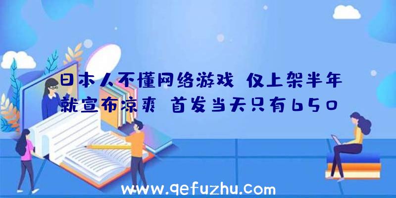 日本人不懂网络游戏？仅上架半年就宣布凉爽,首发当天只有650