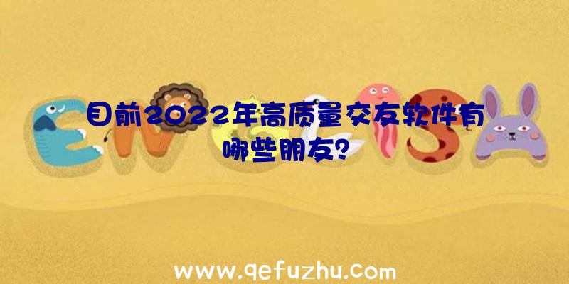 目前2022年高质量交友软件有哪些朋友？