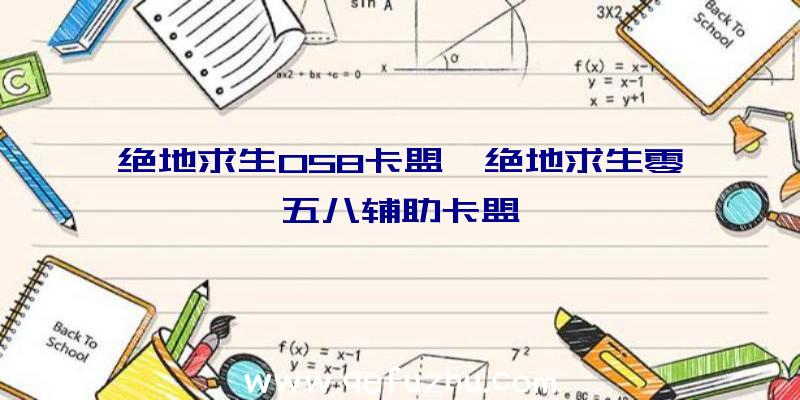 绝地求生058卡盟、绝地求生零五八辅助卡盟