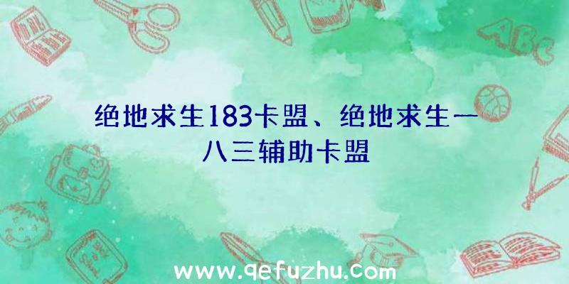 绝地求生183卡盟、绝地求生一八三辅助卡盟