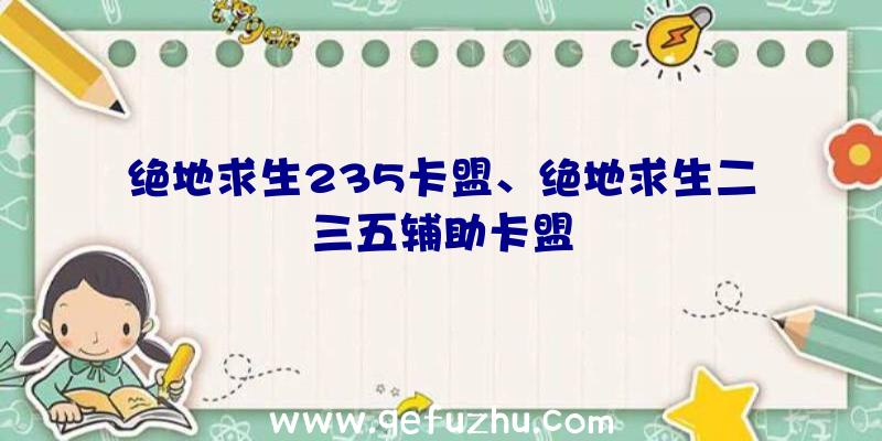 绝地求生235卡盟、绝地求生二三五辅助卡盟