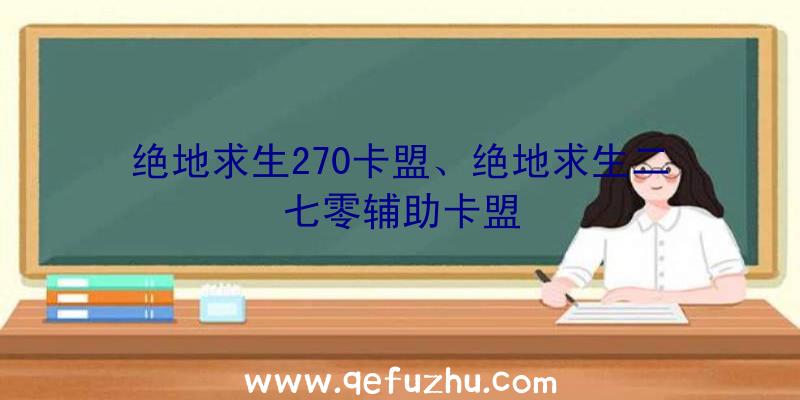 绝地求生270卡盟、绝地求生二七零辅助卡盟