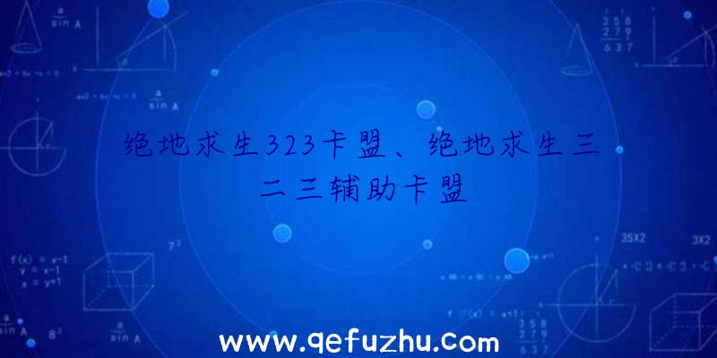 绝地求生323卡盟、绝地求生三二三辅助卡盟