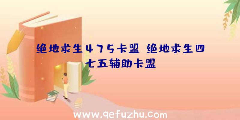 绝地求生475卡盟、绝地求生四七五辅助卡盟