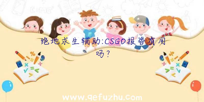 绝地求生辅助:CSGO报告有用吗？