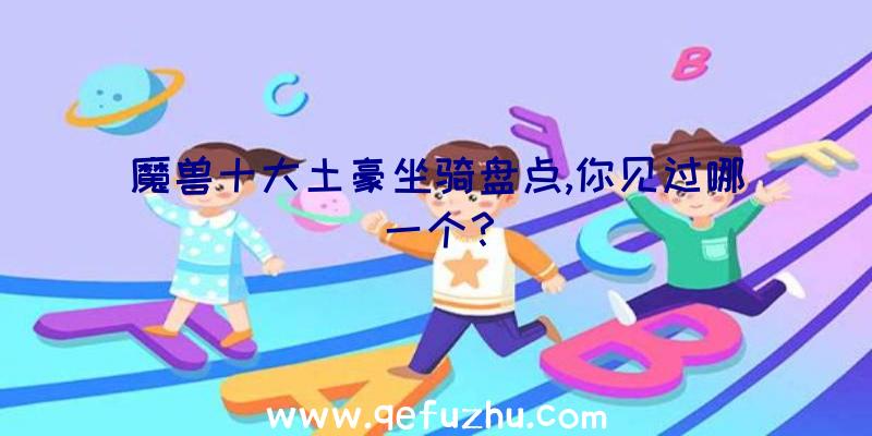 魔兽十大土豪坐骑盘点,你见过哪一个？